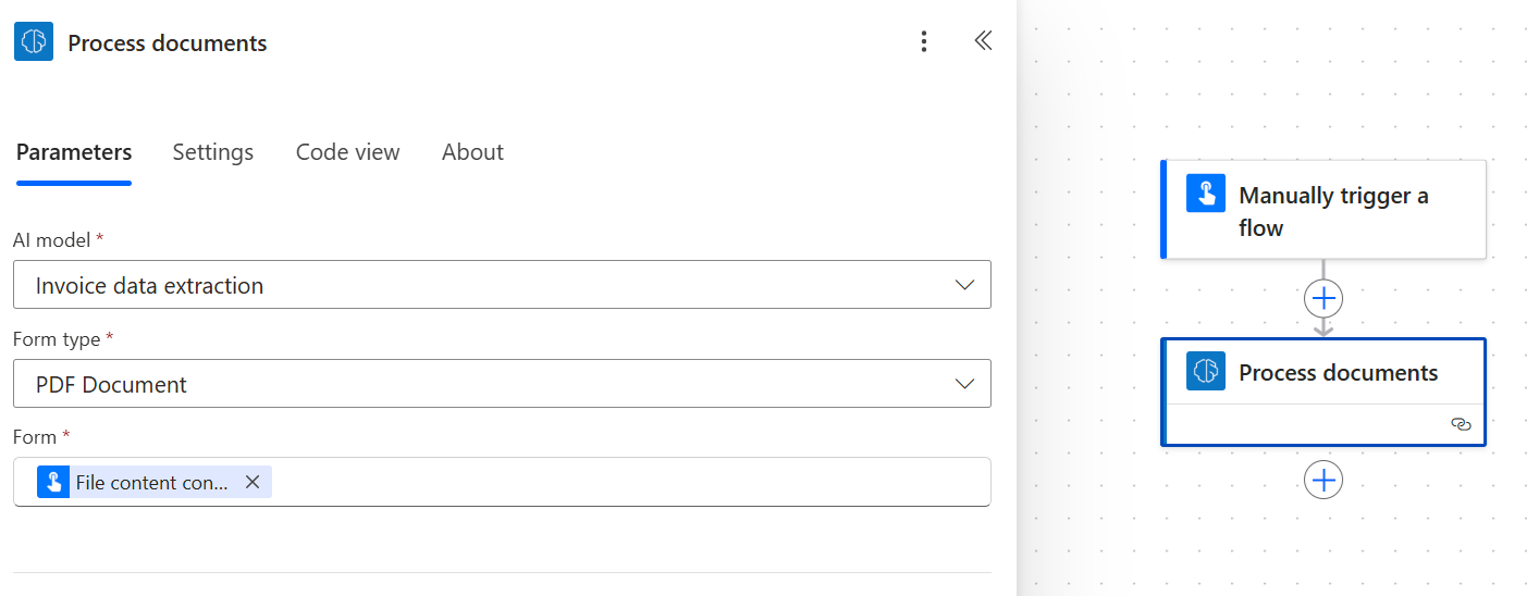 Skærmbillede af 'Filindhold' i feltet 'Formular'.