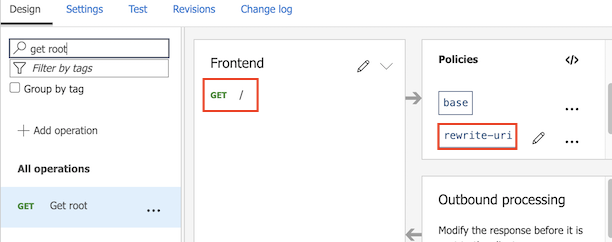 Screenshot that shows the GET operation for the service root.