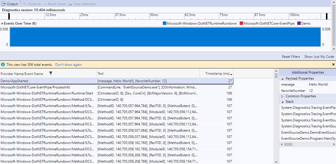 Visual Studio nettrace file