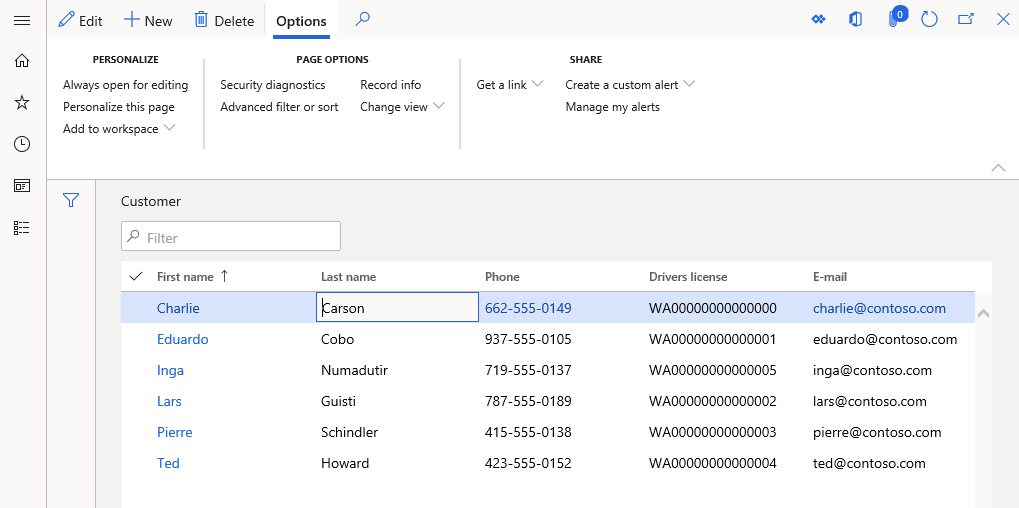 Screenshot of the new customer form.