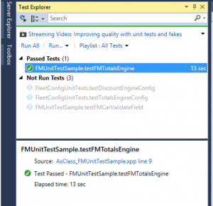 Screenshot of a completed test in Test Explorer.