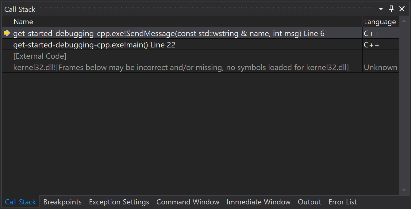 ExamineCallStack Examine the call stack