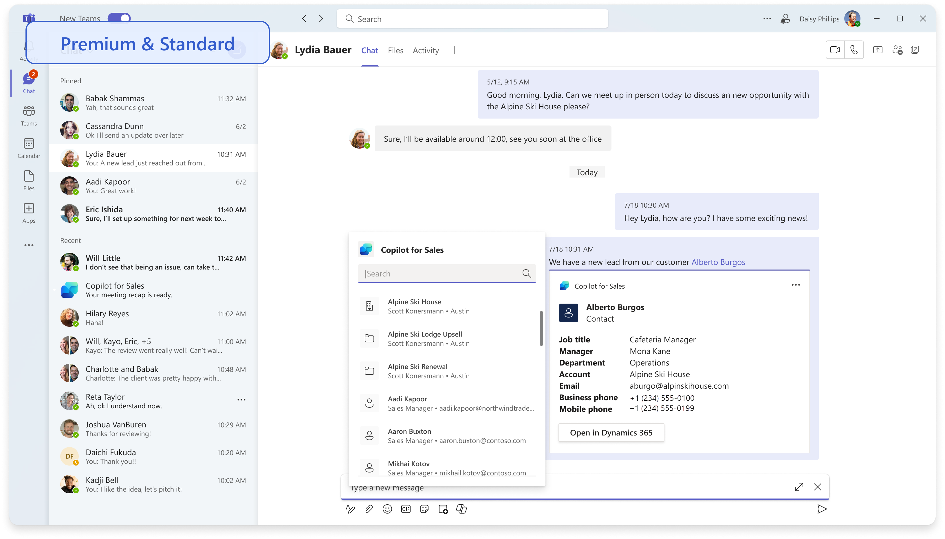 Screenshot showing the Teams chat and options to include records.