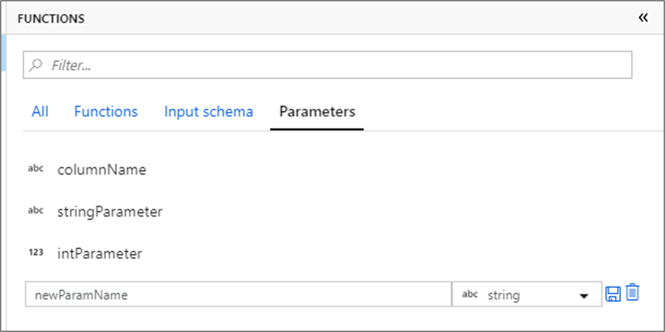 Der Screenshot zeigt die Parameter auf der Registerkarte „Parameter“, zu denen neue Parameter hinzugefügt wurden.
