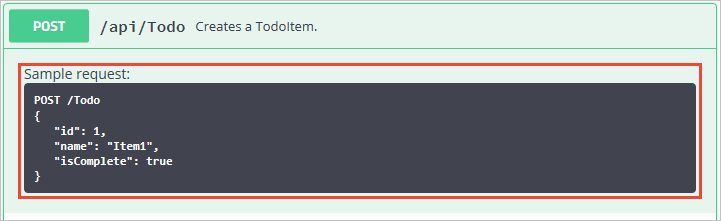 Swagger-Benutzeroberfläche mit zusätzlichen Kommentaren.