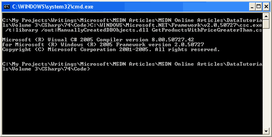 Kompilieren von GetProductsWithPriceGreaterThan.cs zu einer Assembly
