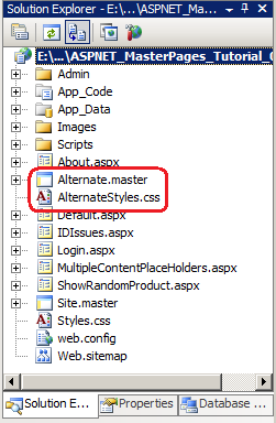 Fügen Sie eine weitere Masterseite und eine CSS-Datei zur Website hinzu