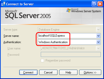 Verbindung zur SQL Server 2005 Express Edition-Instanz herstellen