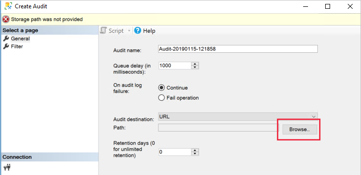 Screenshot der Anleitung zum Durchsuchen von Azure Storage.