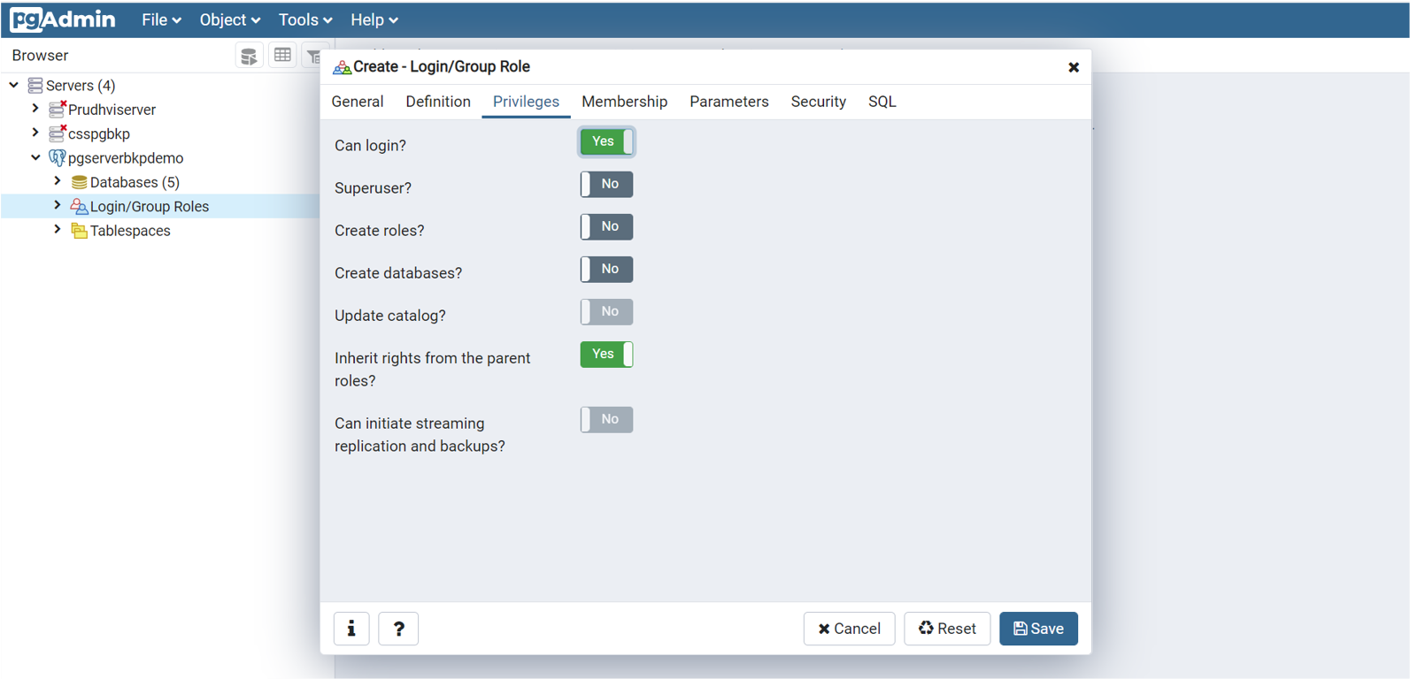 Screenshot der Umschaltfläche, die auf 