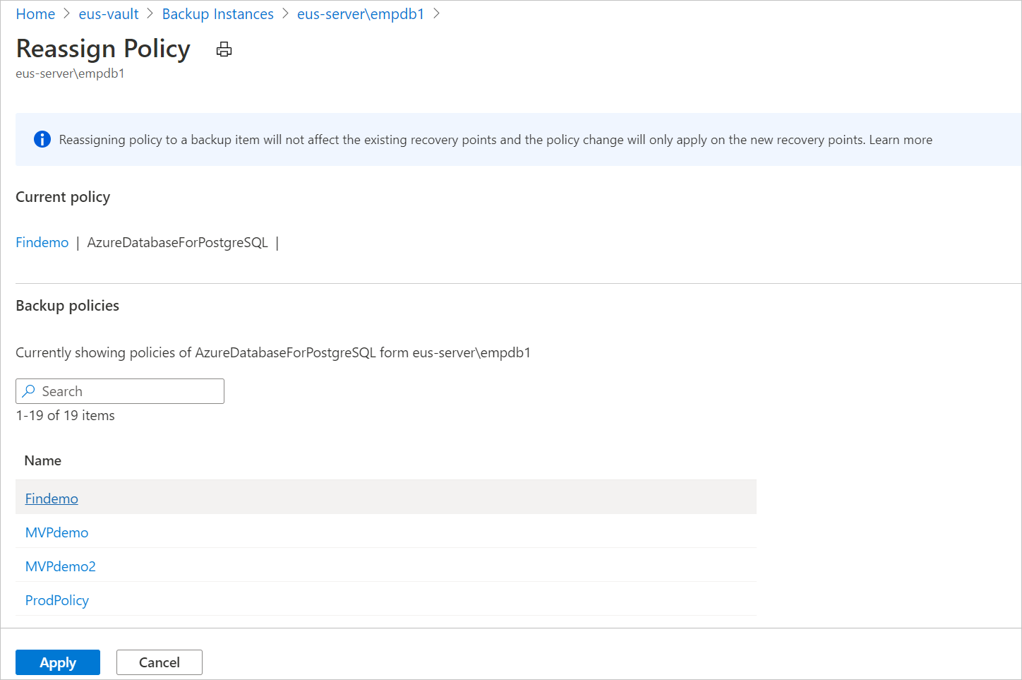 Screenshot des Bereichs „Richtlinie neu zuweisen“.