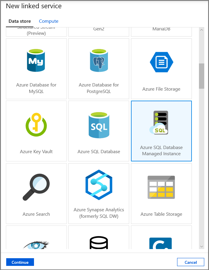 Source-Datasettyp - Azure SQL Database