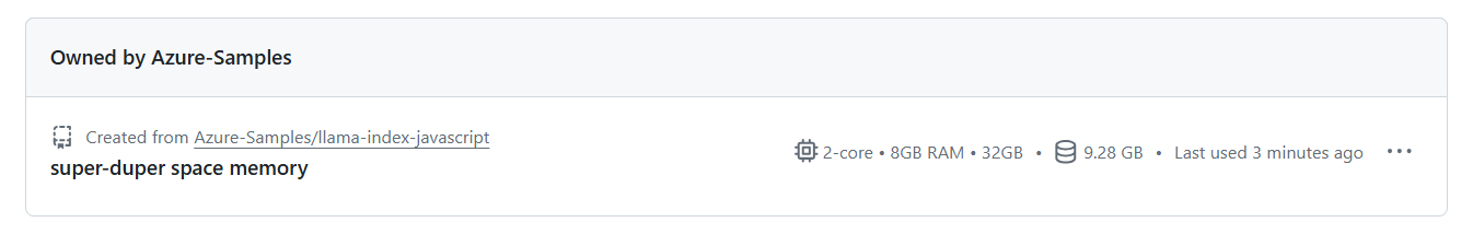 Screenshot aller aktiven Codespaces einschließlich ihres Status und ihrer Vorlagen.