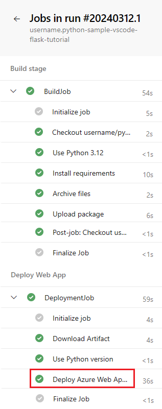 Screenshot der Pipeline-Phasenschritte.