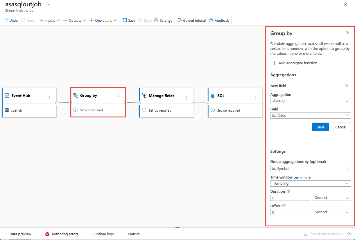 Screenshot: Konfiguration des Operators „Gruppieren nach“