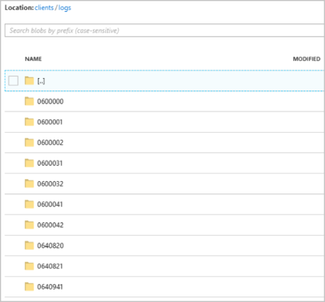 Screenshot, der den Klienten-Container zeigt.
