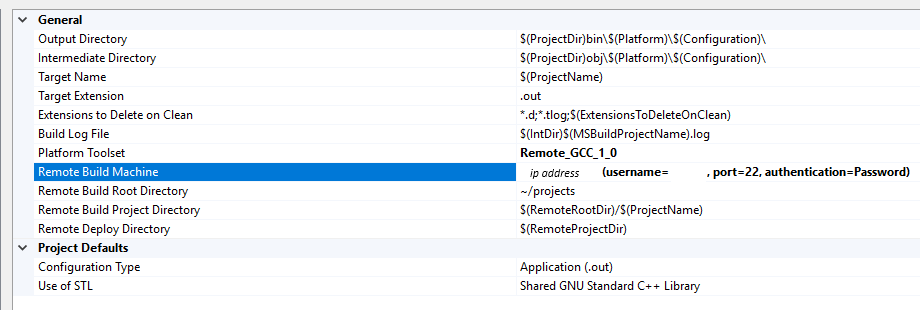 Screenshot zeigt die Remote-Build-Maschine.
