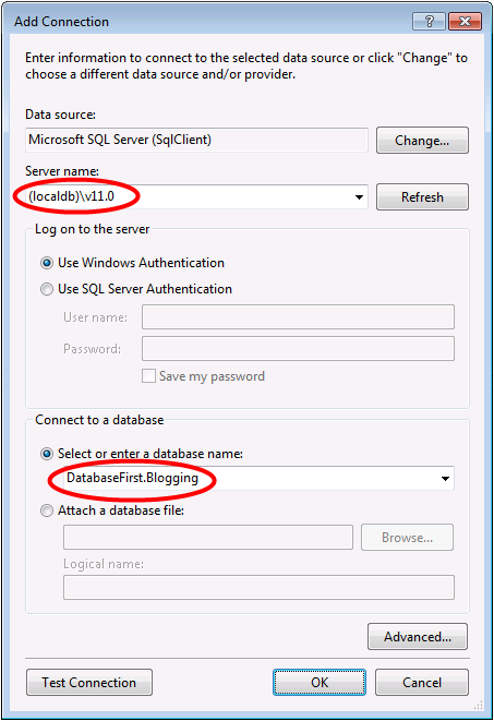 LocalDB-Verbindung DF