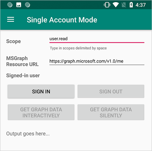 MSAL-Beispiel-App mit Nutzung durch einzelnes Konto und mehrere Konten