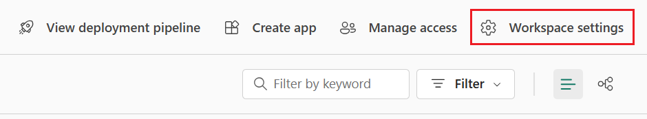 Screenshot vom Arbeitsbereich mit oben angezeigtem Arbeitsbereichseinstellungen-Symbol