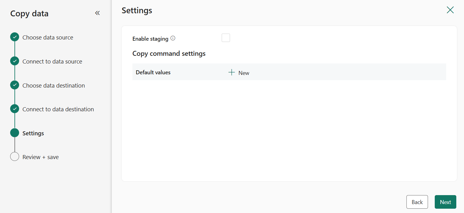 Screenshot der Zieleinstellungen.
