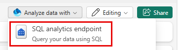 Screenshot der Schaltfläche **Daten analysieren mit**, erweitert und mit der hervorgehobenen Option 