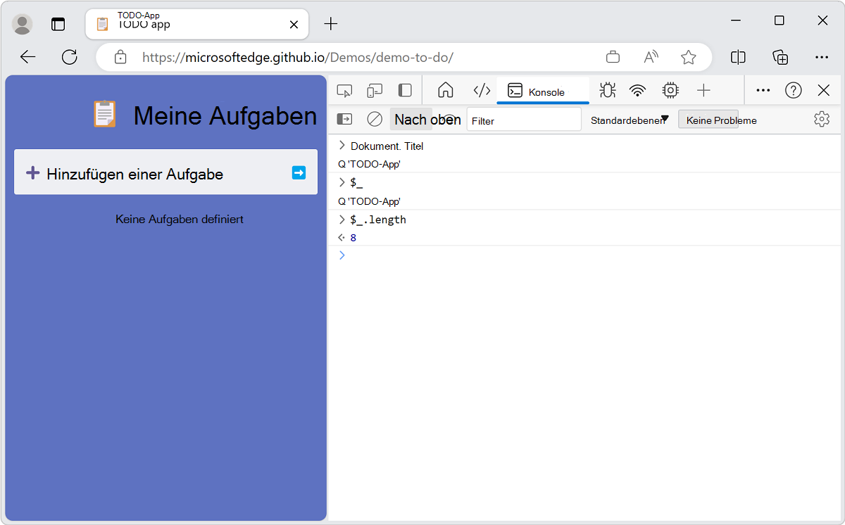 Der $_-Ausdruck in der Konsole enthält immer das letzte Ergebnis.