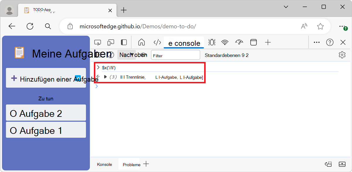 Verwenden einer XPath-Auswahl