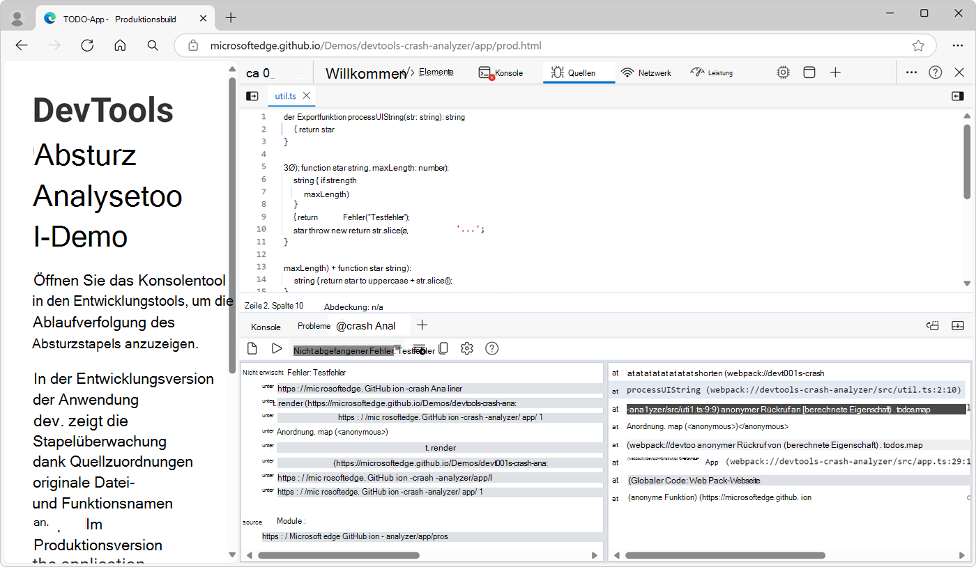 Das Absturzanalysetool