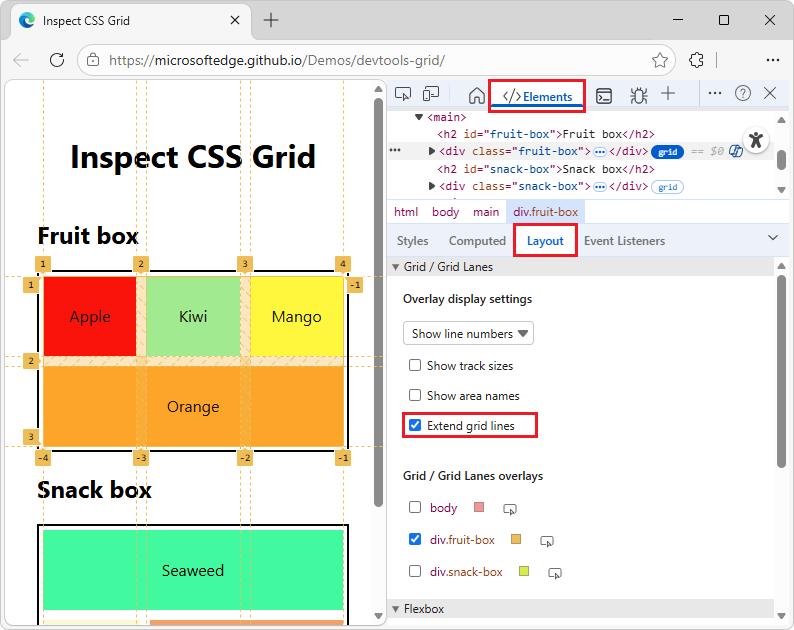 Erweitern von Gitternetzlinien