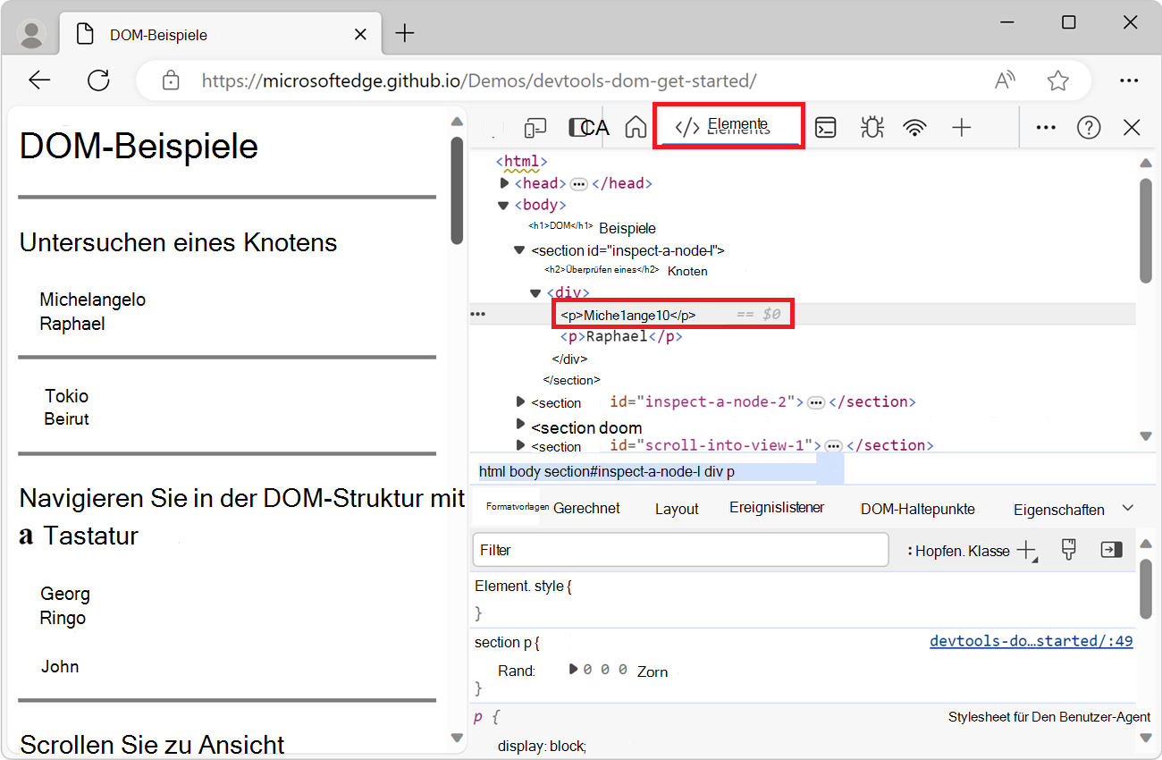 Hervorheben des Michelangelo-Knotens
