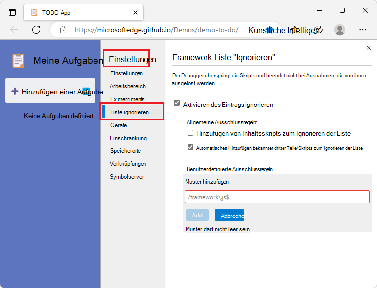 Aktivieren des Kontrollkästchens 
