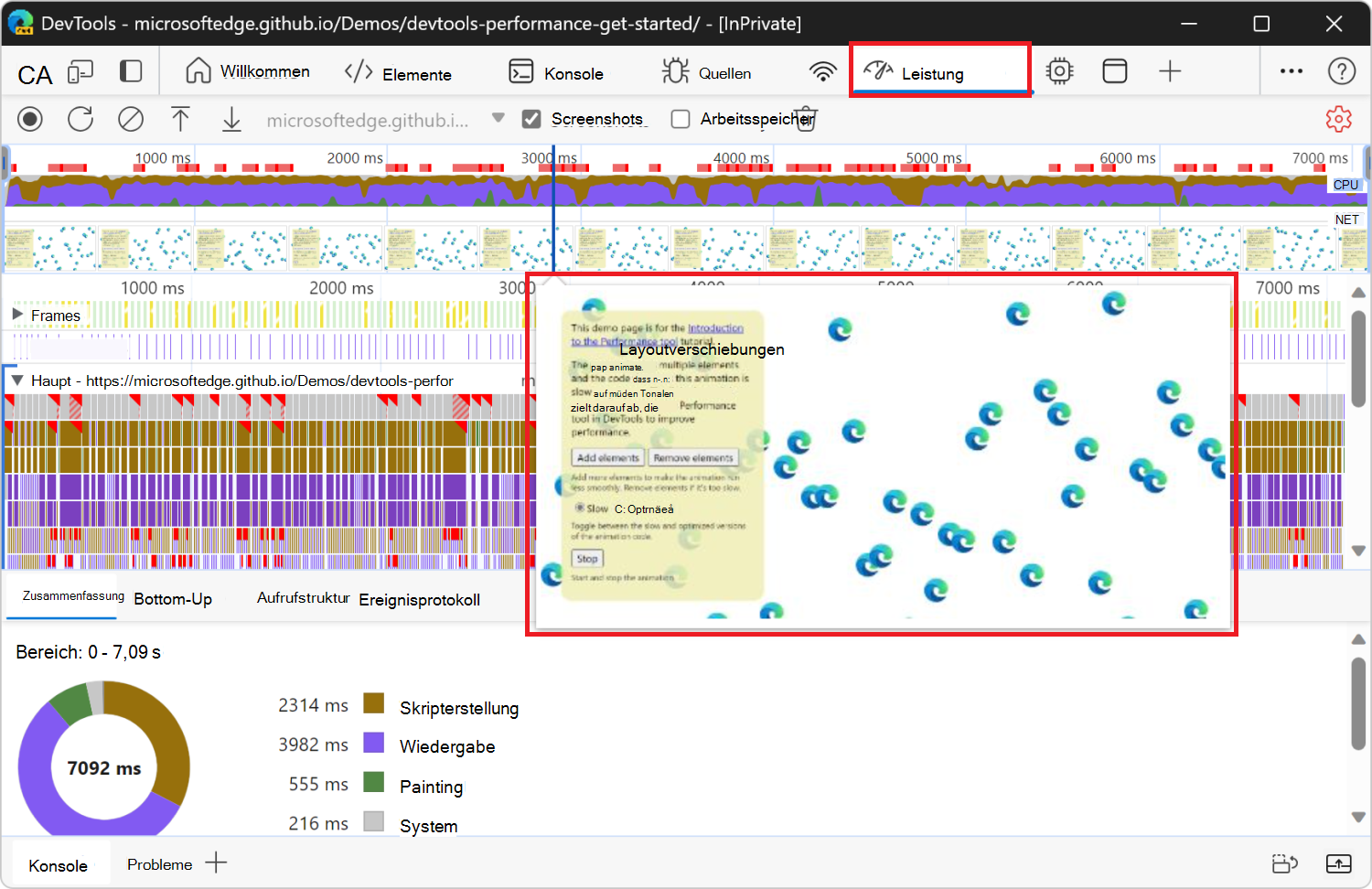 Auf einen Frame zeigen