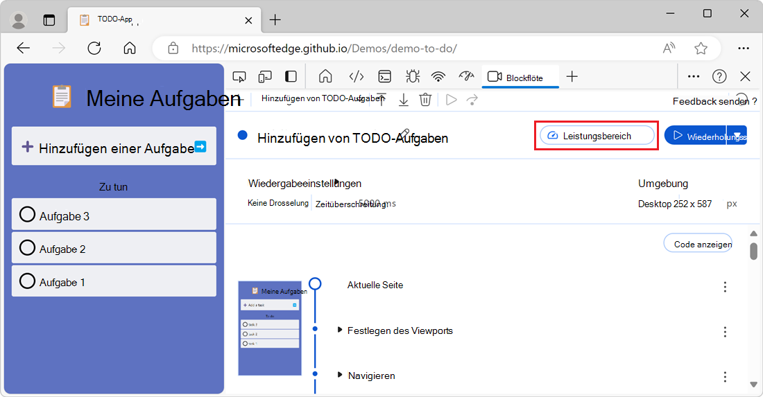 Schaltfläche des Bereichs 