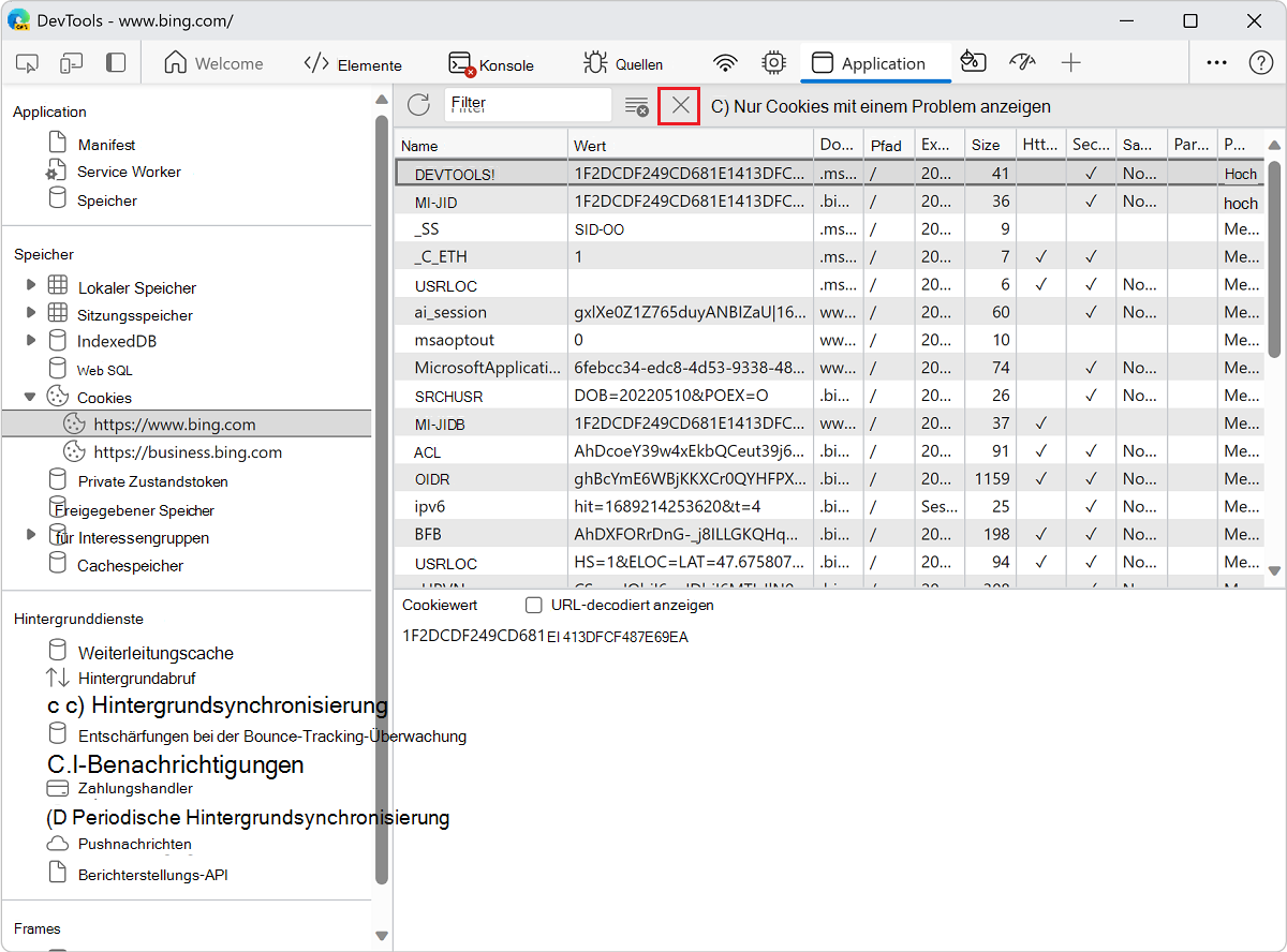 Löschen eines bestimmten Cookies