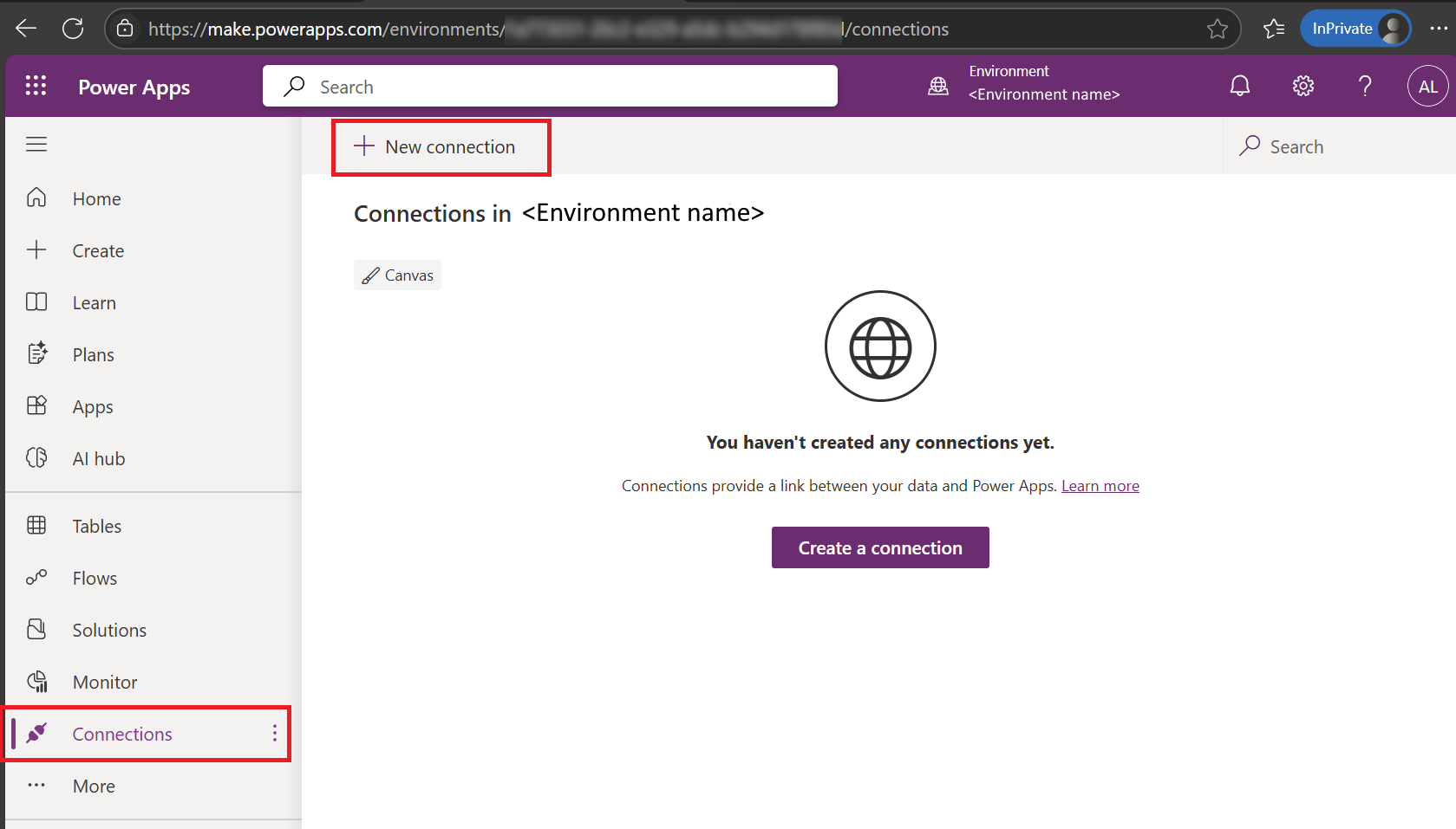 Power Apps Verbindungsseite mit der Schaltfläche 