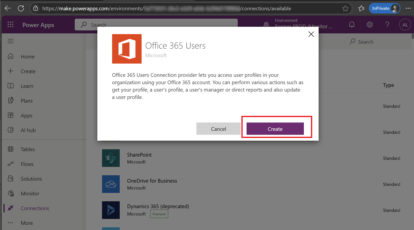 Office 365-Benutzer Verbindung in Power Apps erstellen