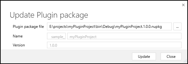 Der Dialog zum Aktualisieren des Plug-In-Pakets.