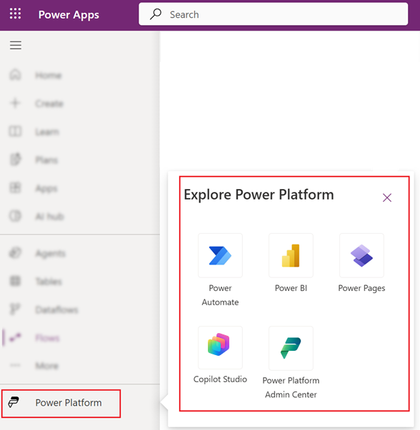 Greifen Sie auf Power Platform-Dienste zu.