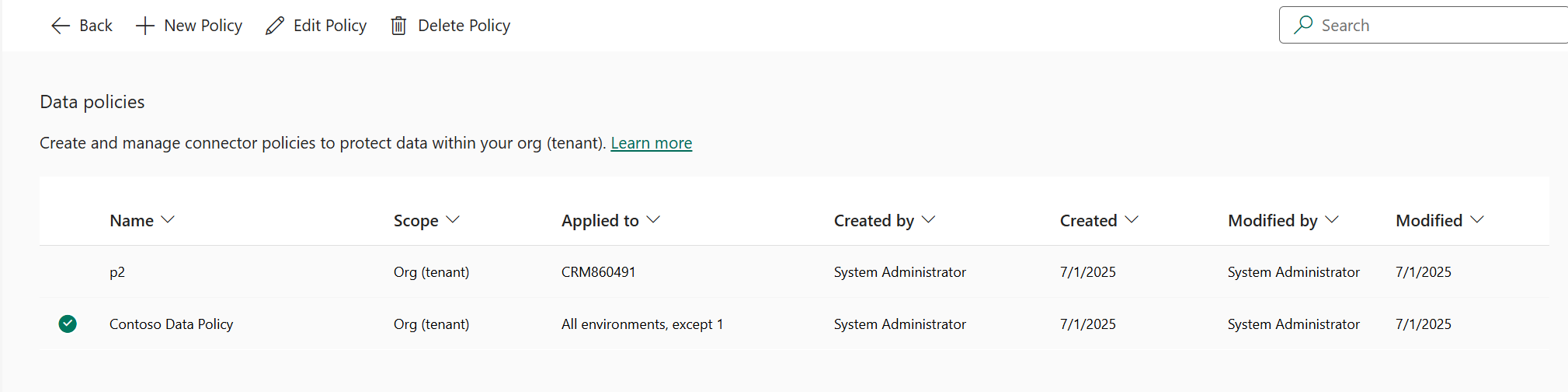 Eine Datenrichtlinie bearbeiten.