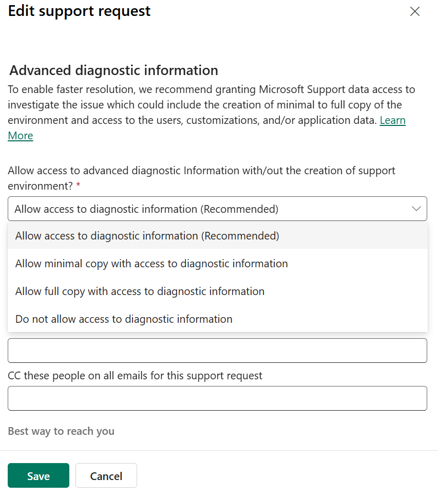 Screenshot einer Supportanfrage mit hervorgehobenen Einwilligungsinformationen.