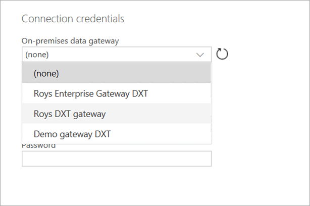 Screenshot der Angabe von Verbindungsdetails.