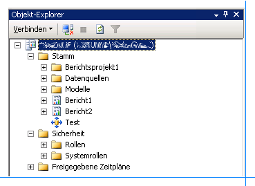 Objekt-Explorer mit Berichtsserver