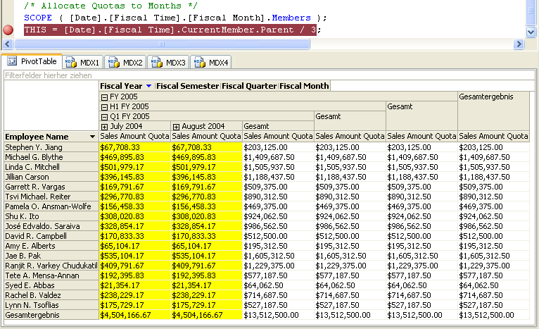 Berechnete Sales Amount Quota-Werte