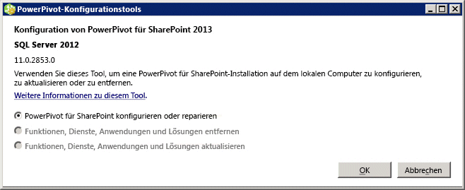 PowerPivot für SharePoint&nbsp;2013-Konfigurationstool