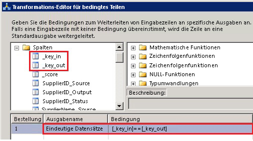 Transformations-Editor für bedingtes Teilen
