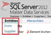Menü "Entitäten" mit Bundesland und Lieferant