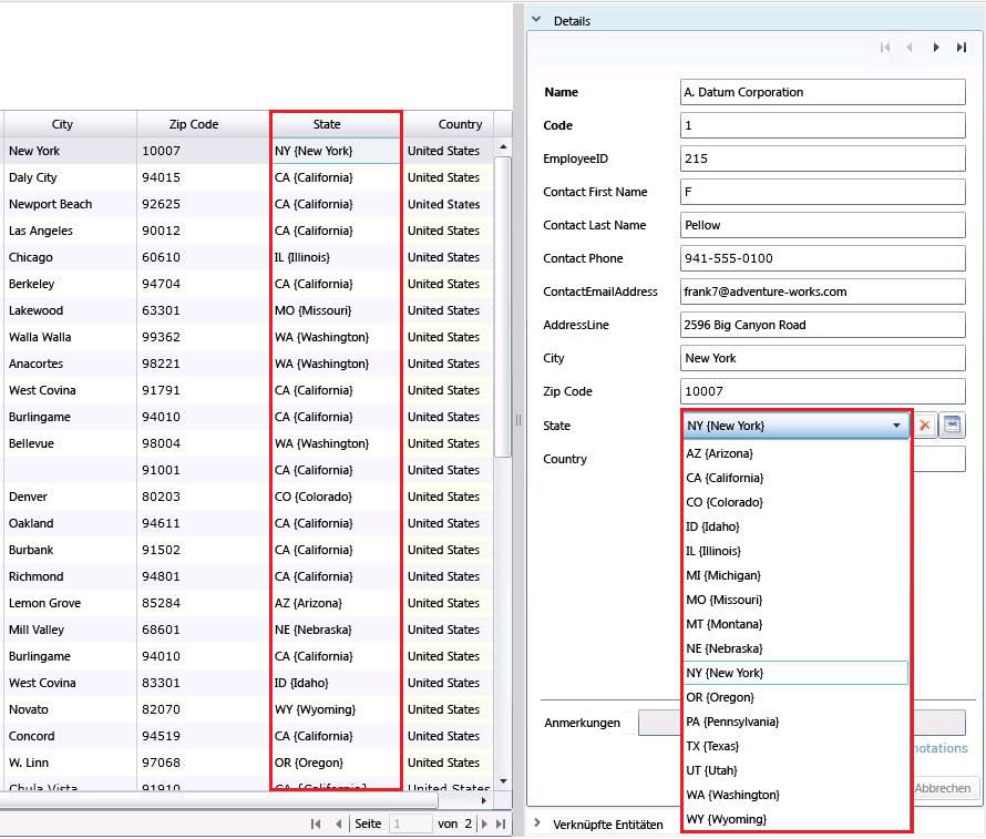 Attribut mit aktualisiertem Code und Namen von Bundesstaaten