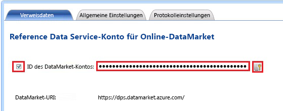 Verweisdatendienstkonto für den Azure Data Market