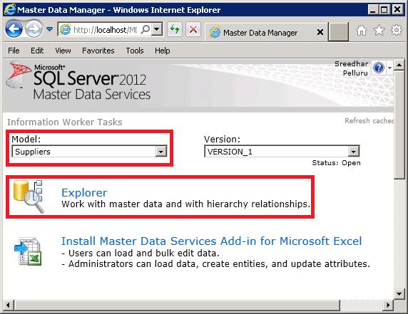 Master Data Manager – Explorer-Schaltfläche